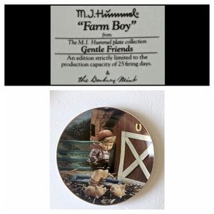 MJ Hummel Collectors Plate, The Danbury Mint “Farm Bot” No. TU4673